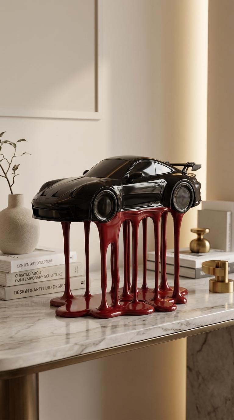 Porsche 911 GT3 RS Siyah Kırmızı Heykel