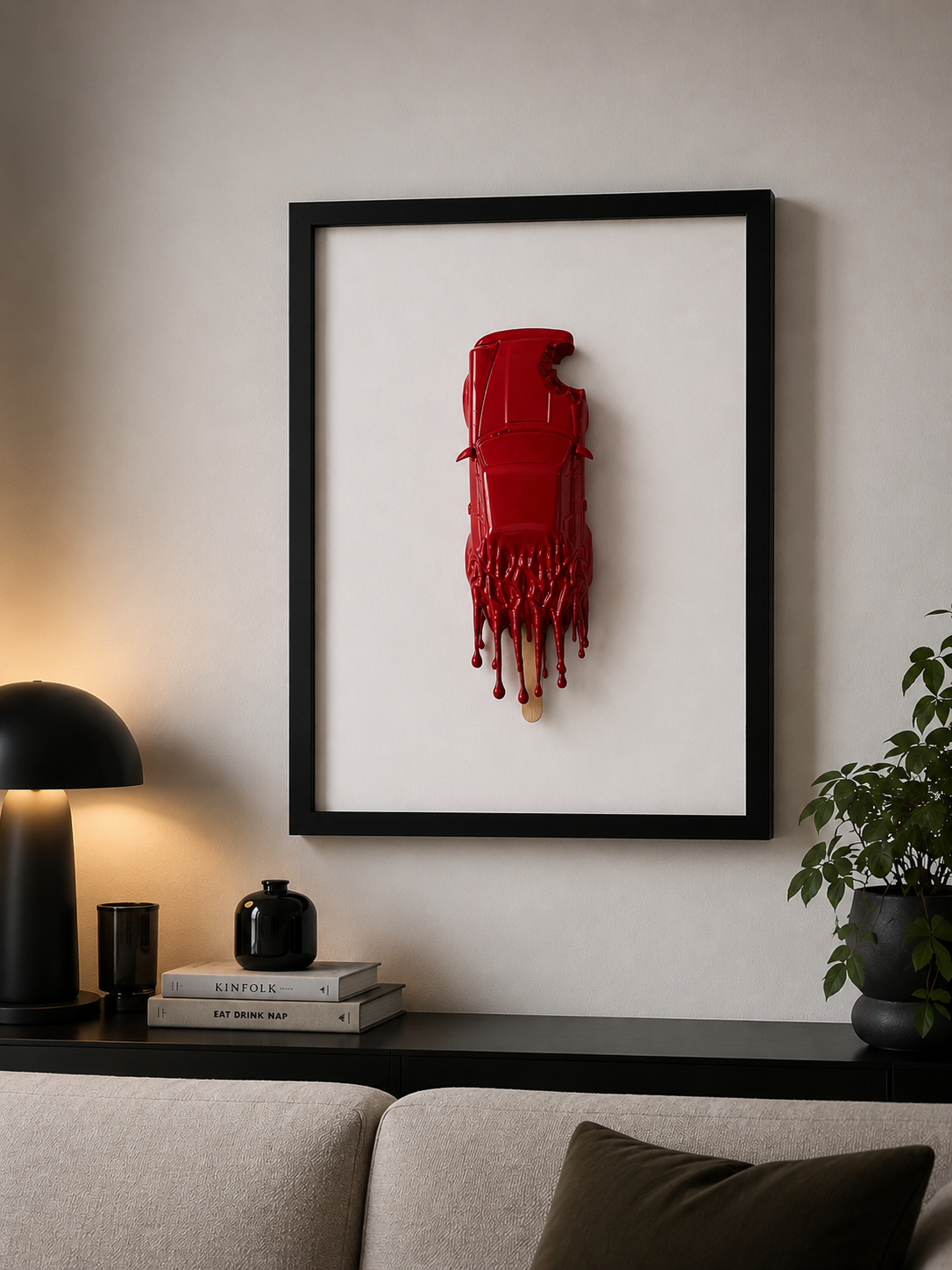 3D Ice Cream Porsche 964 Canvas Art, Pop Art Car Decor, Modern Wall Statement
