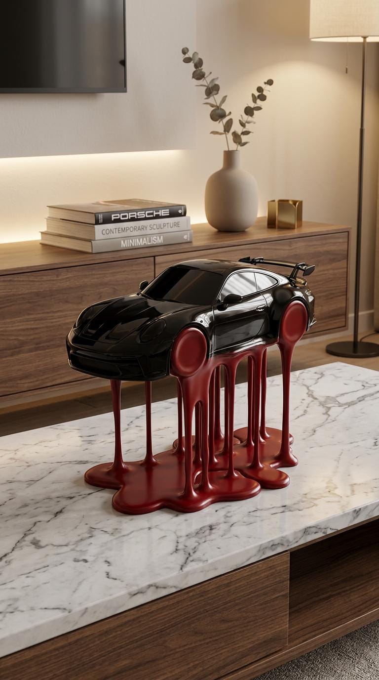Porsche 911 GT3 RS Siyah Kırmızı Heykel