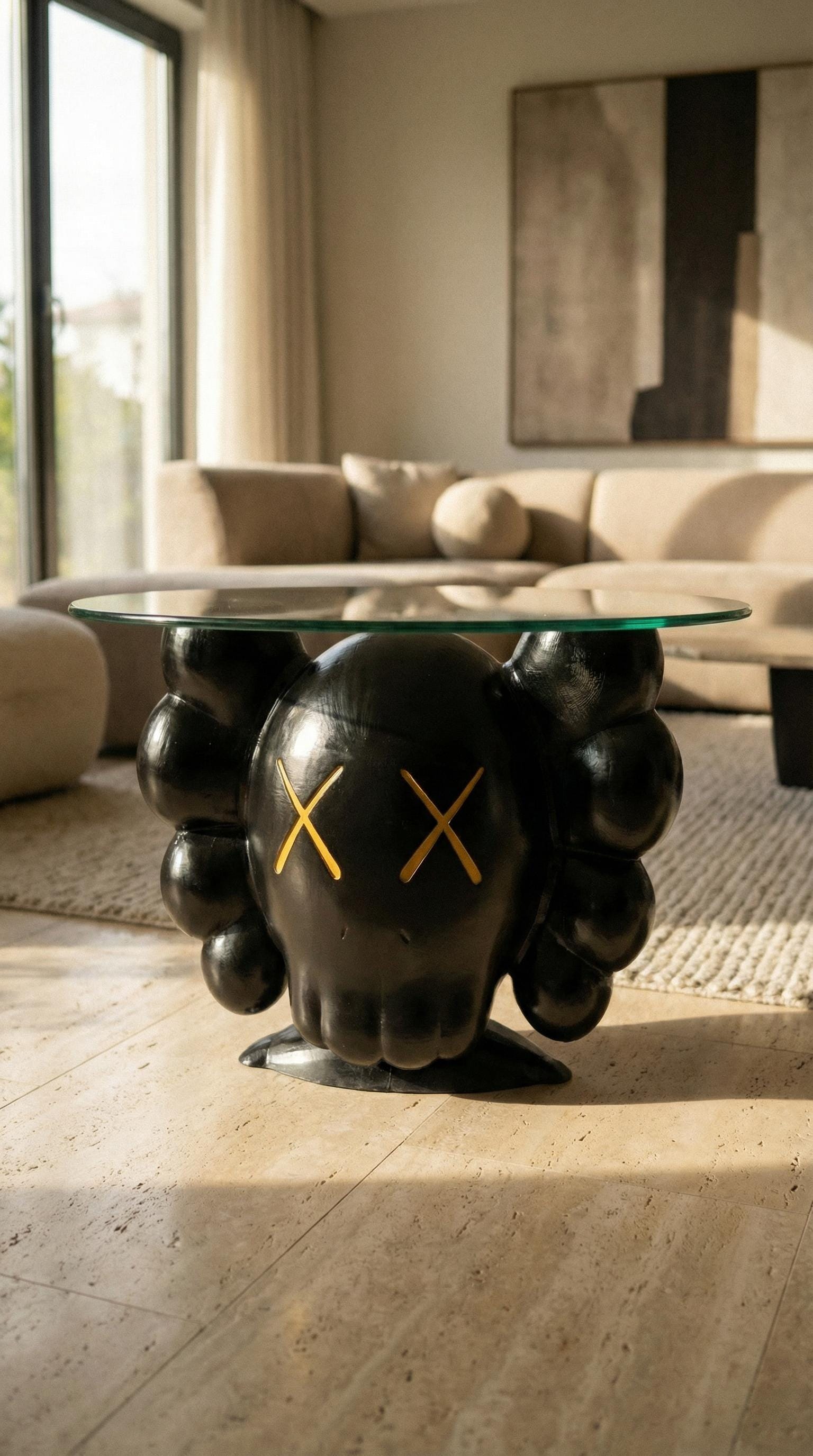 KAWS Tarzı Kafatası Sehpa