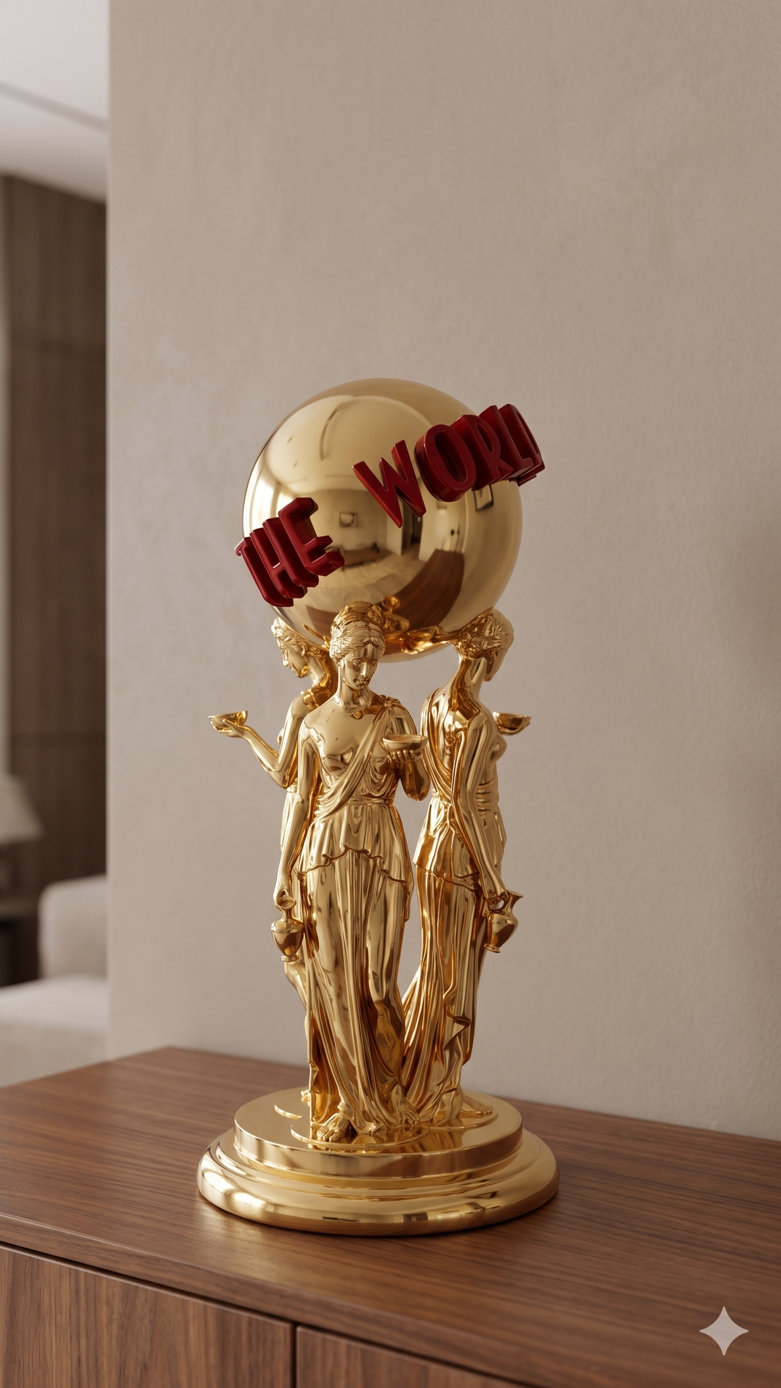 Scarface "The World Is Yours" Statue, Tony Montana Inspired Pop Culture Decor Gold Chrome