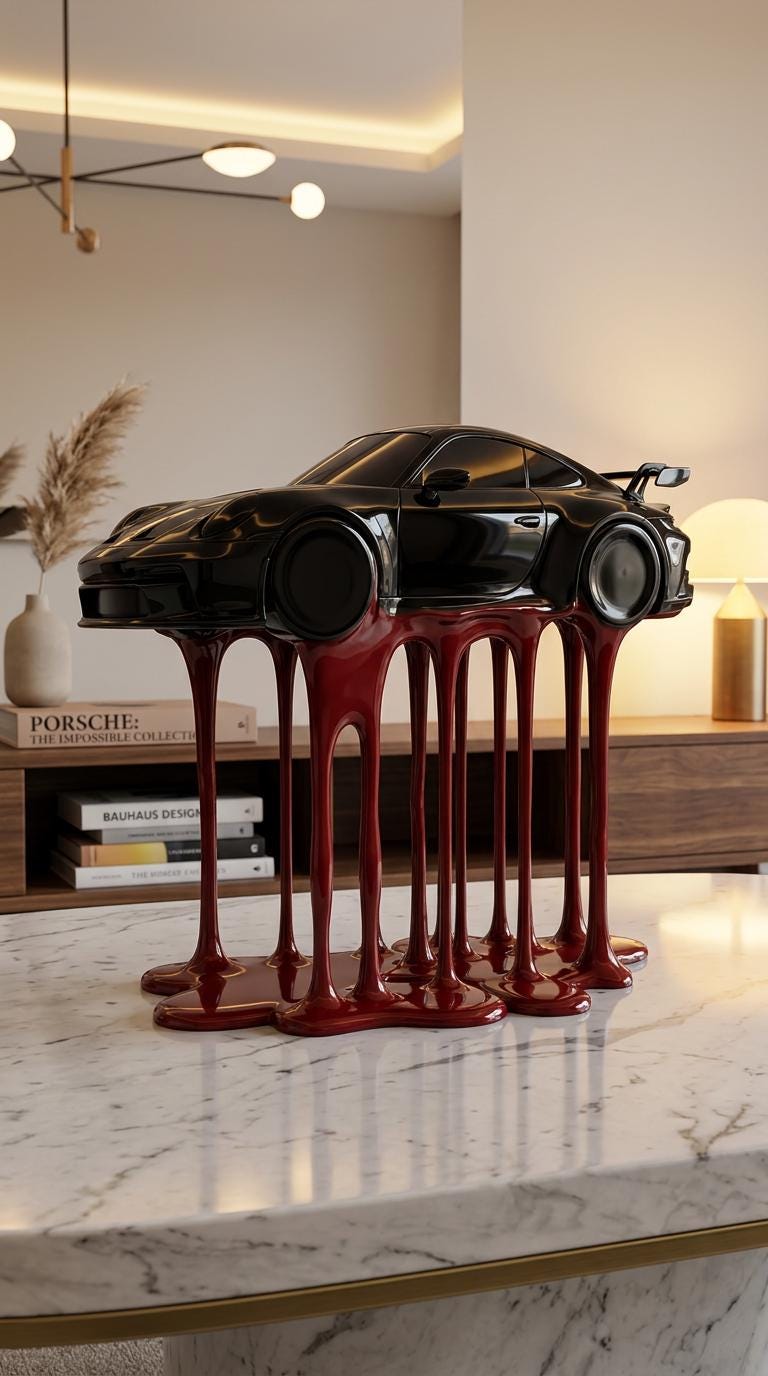 Porsche 911 GT3 RS Siyah Kırmızı Heykel