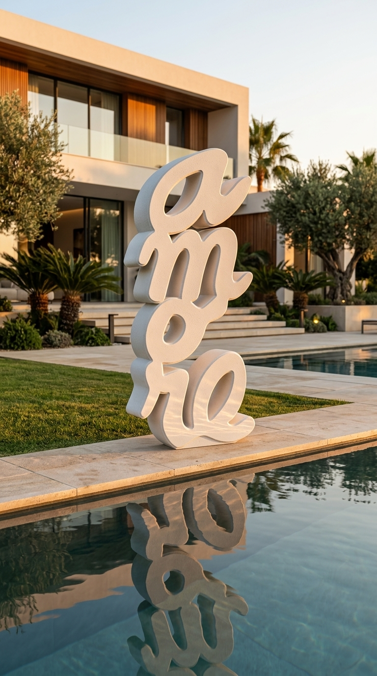 Large Amore Love Sculpture, Modern Home Decor Statement Art Piece (90 cm 35 inch)