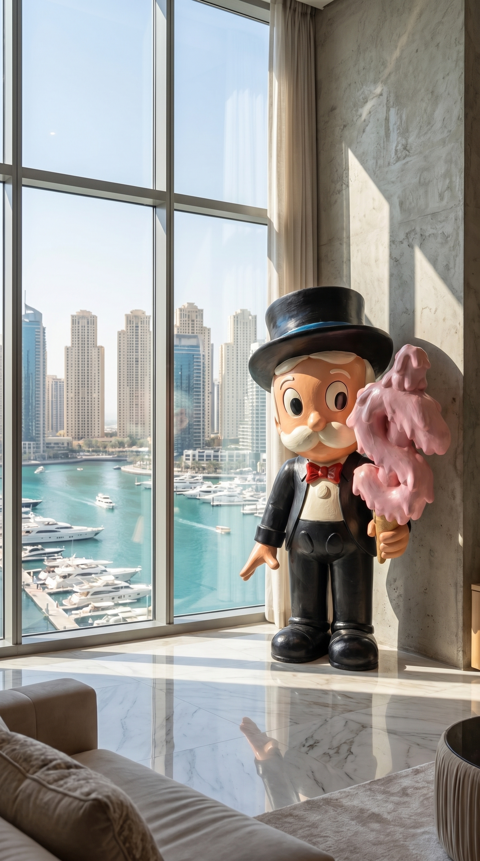 Richie Rich Giant Melting Ice Cream Statue 90 cm, Luxury Pop Art Figure, Modern Home Decor Sculpture, Designer Collector Art