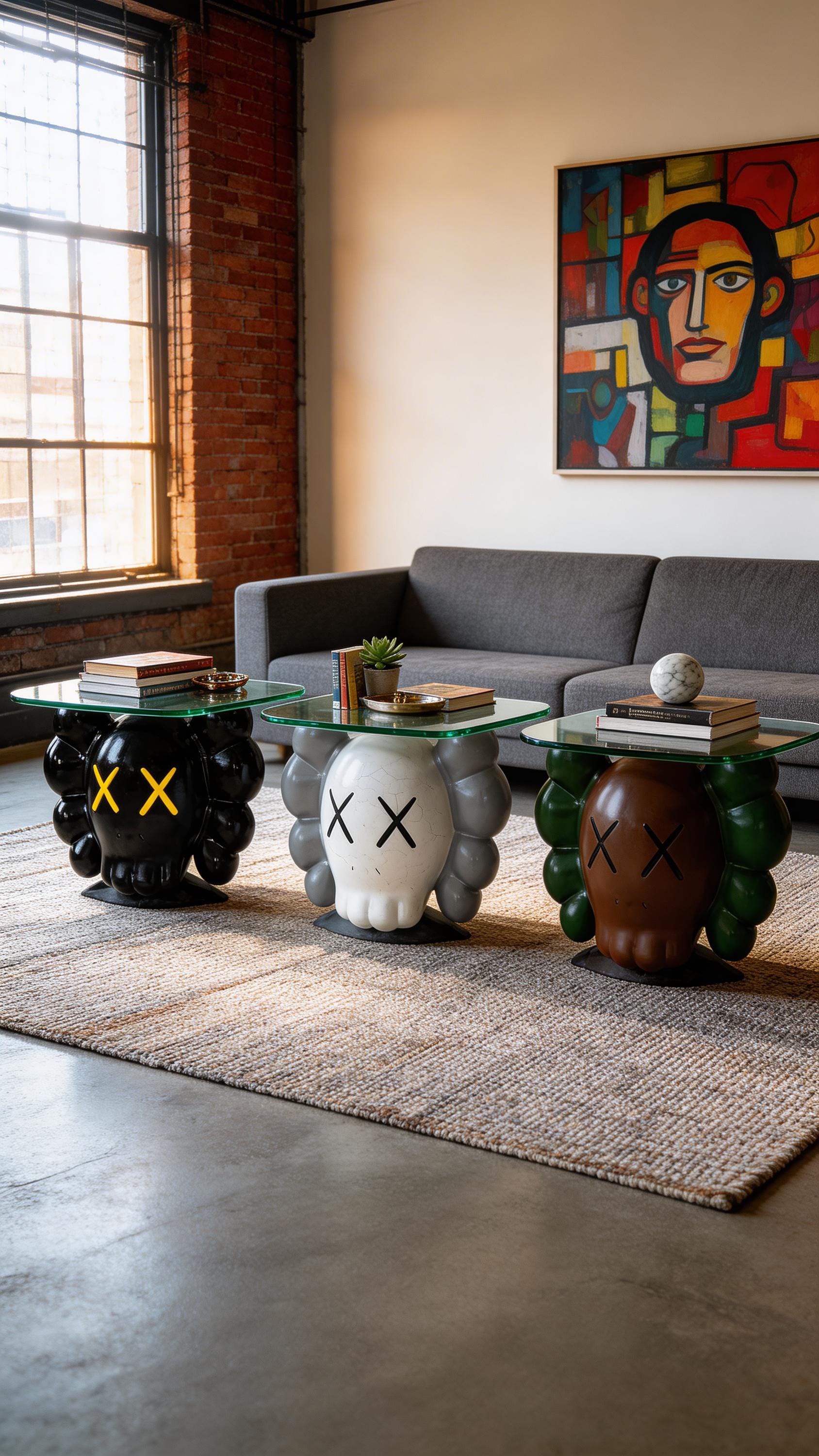 KAWS Tarzı Kafatası Sehpa