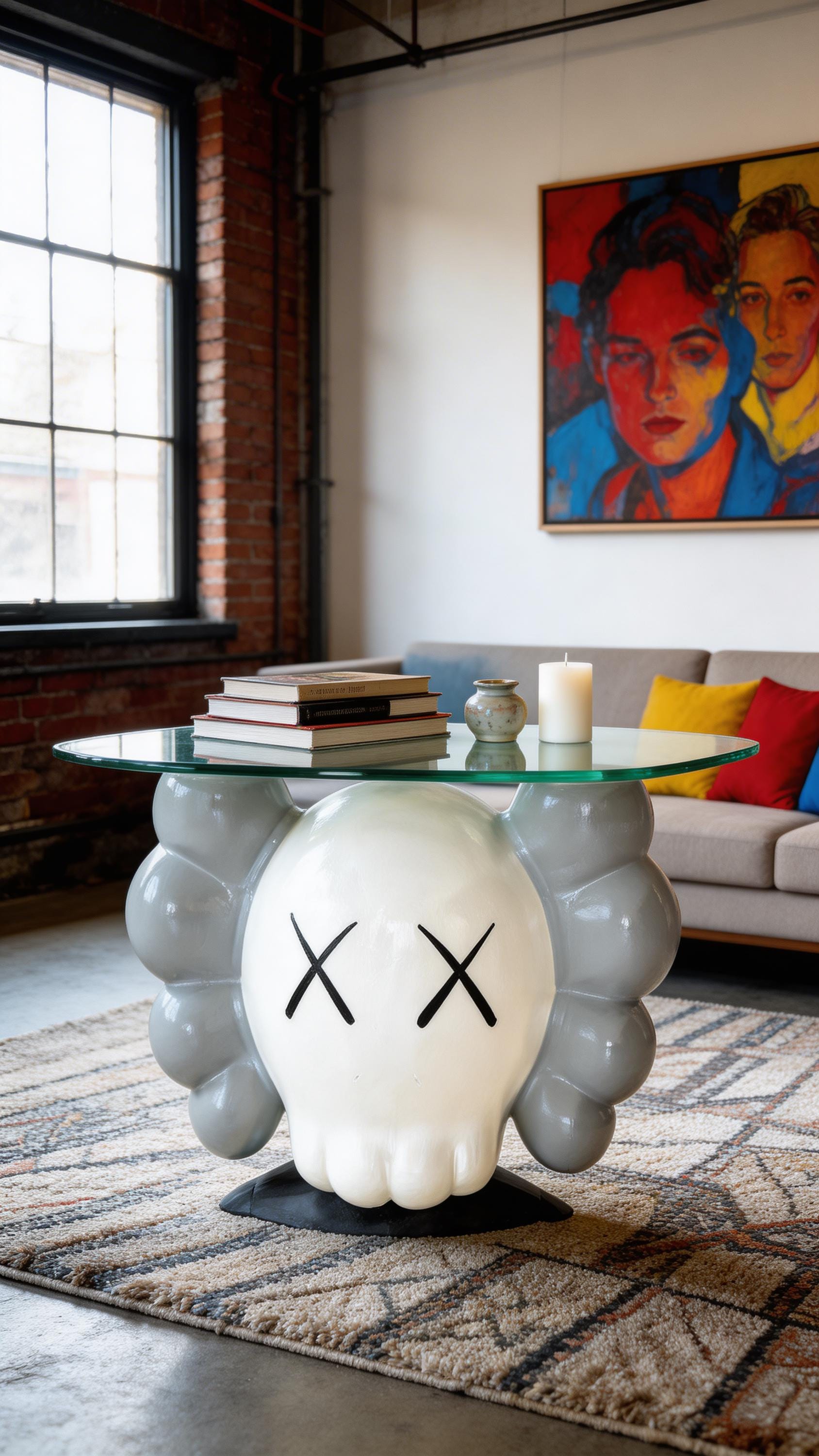 KAWS Tarzı Kafatası Sehpa