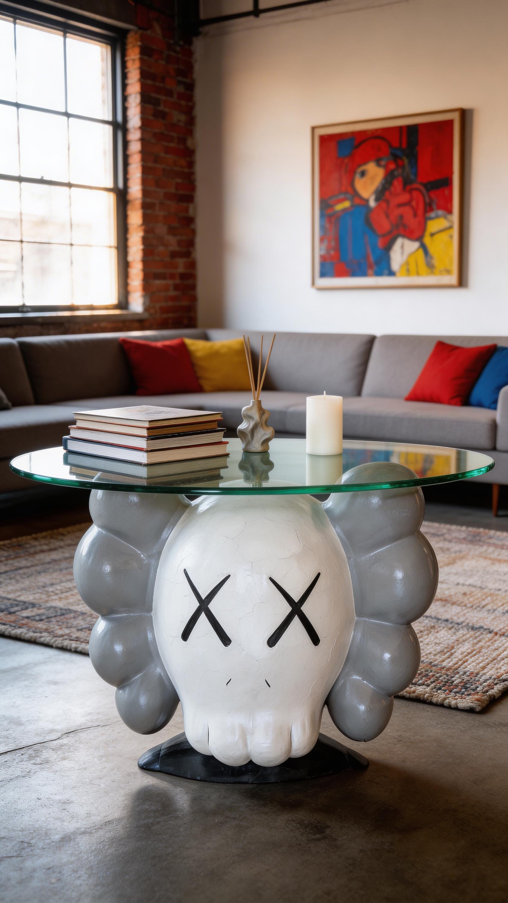 KAWS Tarzı Kafatası Sehpa