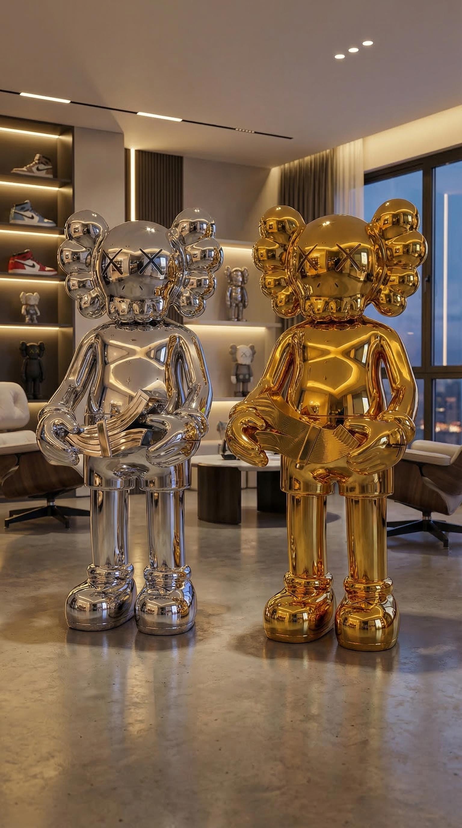 KAWS Tarzı Altın Para Figürü