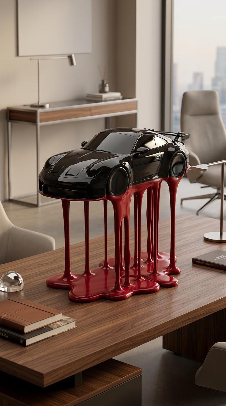 Porsche 911 GT3 RS Siyah Kırmızı Heykel