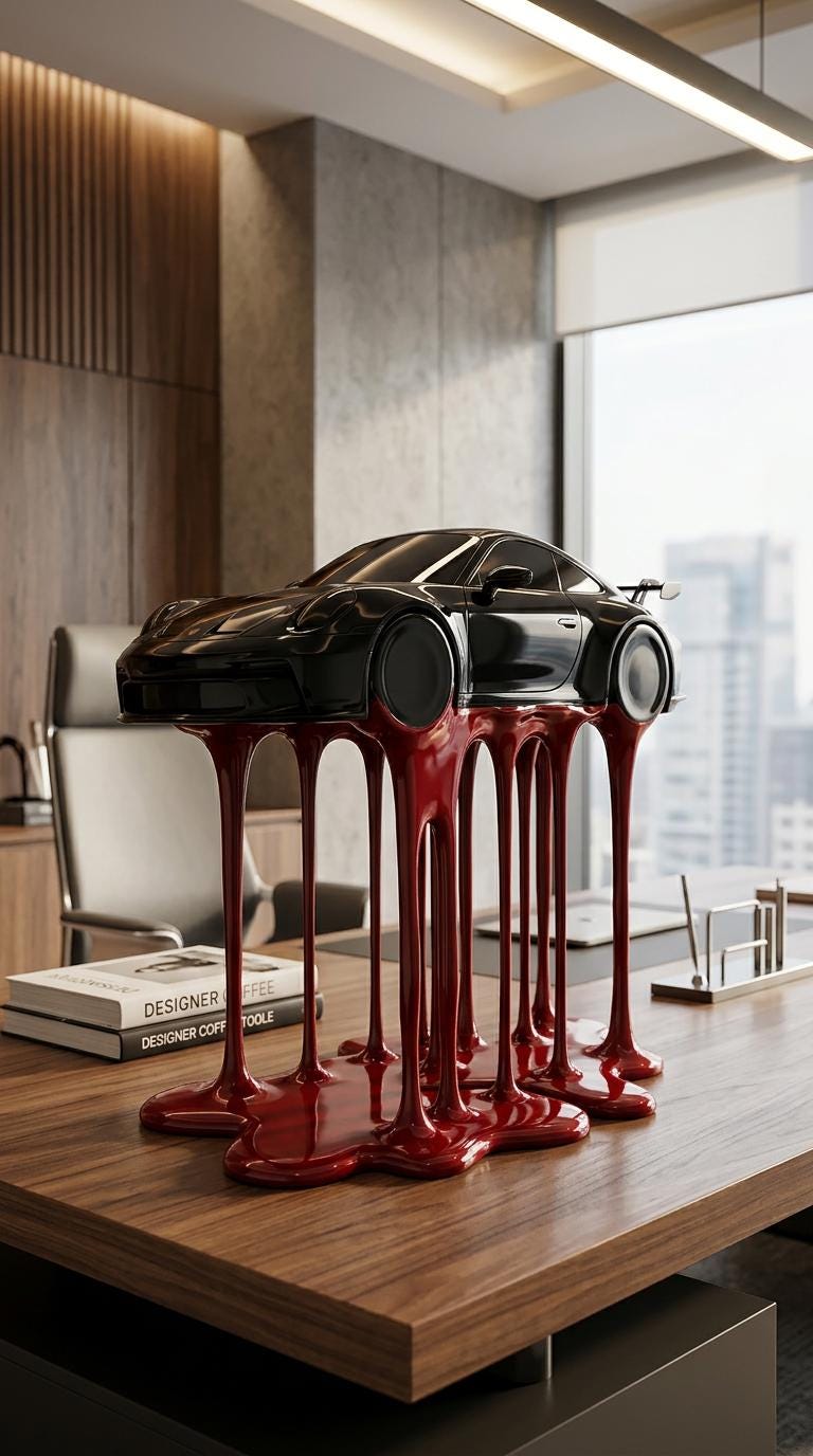 Porsche 911 GT3 RS Siyah Kırmızı Heykel