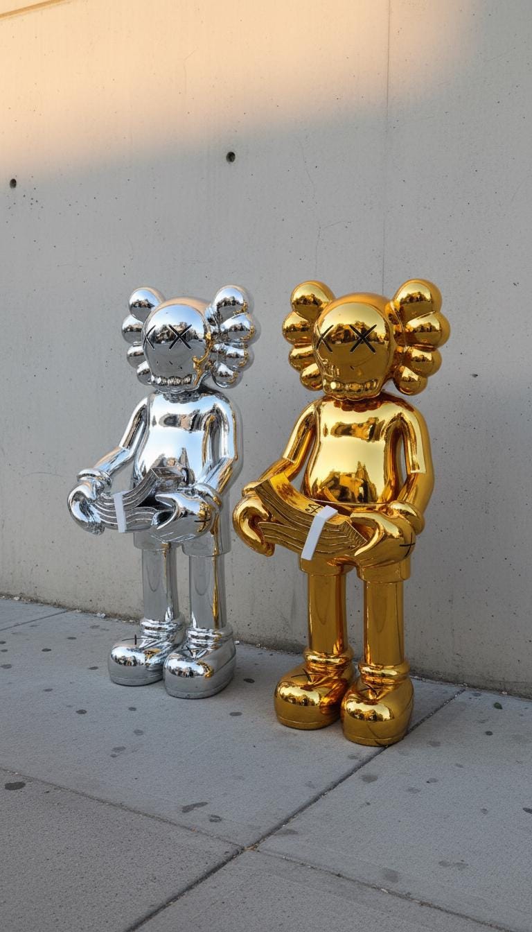 KAWS Tarzı Altın Para Figürü