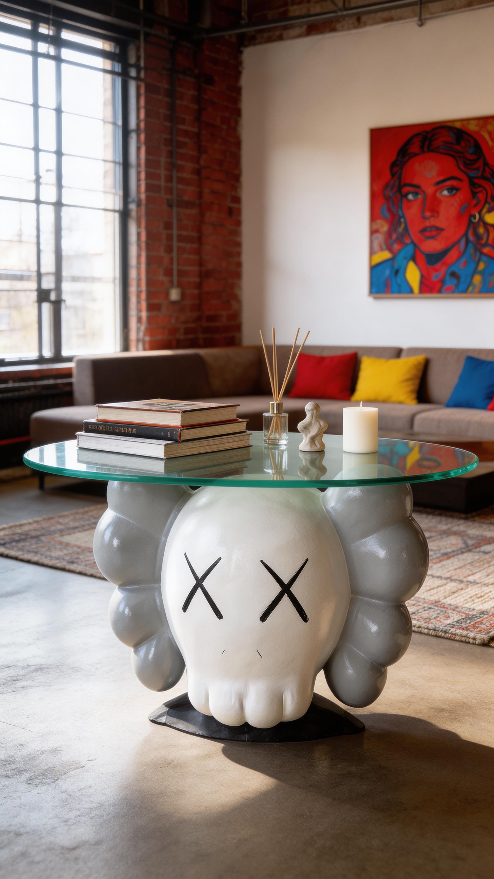 KAWS Tarzı Kafatası Sehpa