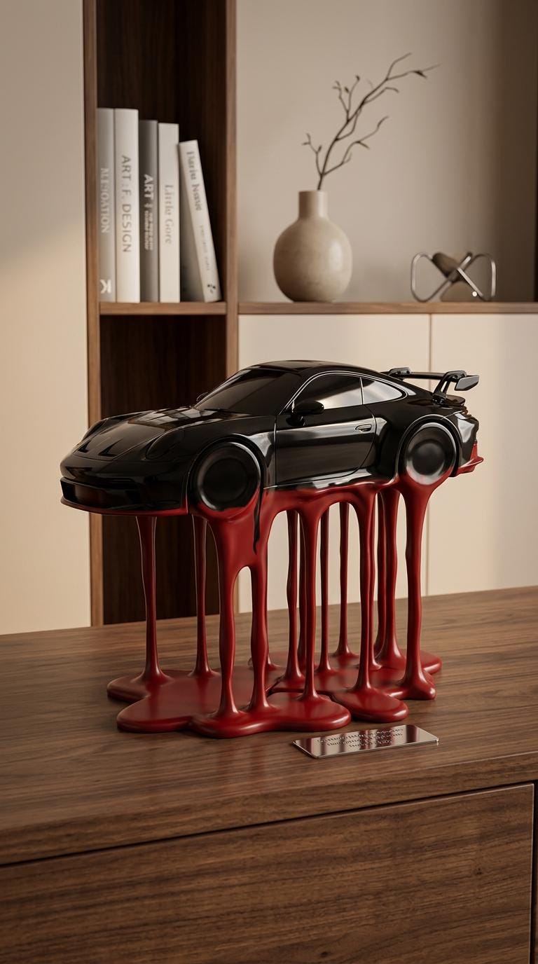 Porsche 911 GT3 RS Siyah Kırmızı Heykel