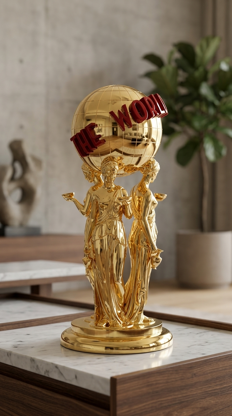 Scarface "The World Is Yours" Statue, Tony Montana Inspired Pop Culture Decor Gold Chrome