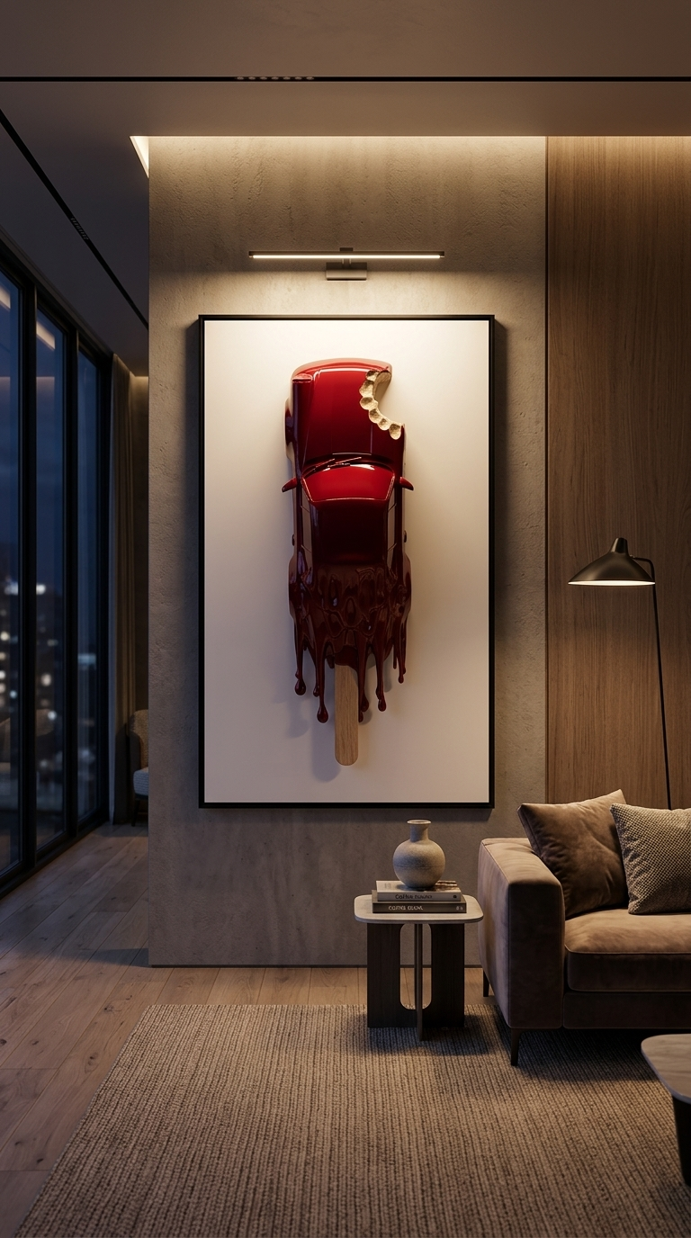 3D Ice Cream Porsche 964 Canvas Art, Pop Art Car Decor, Modern Wall Statement