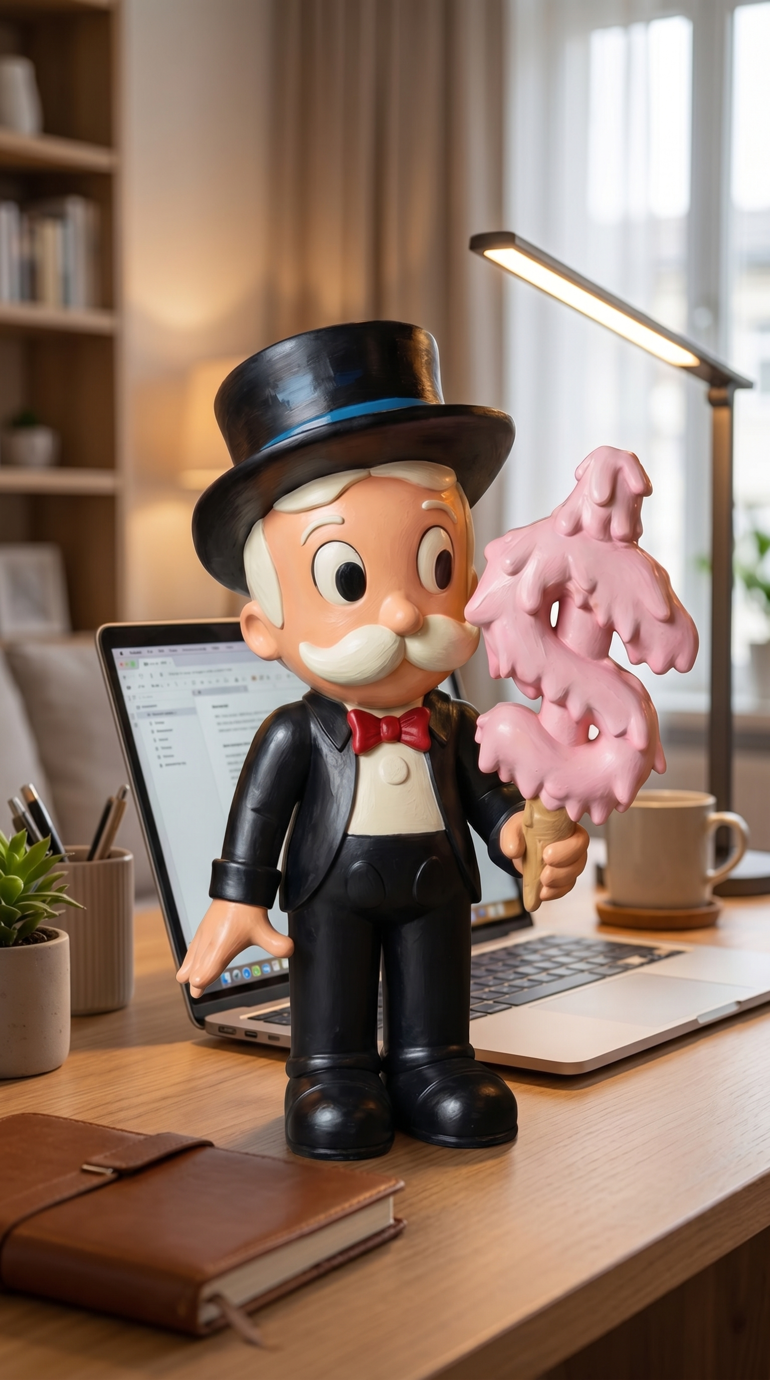 Richie Rich Melting Ice Cream Figure , Cartoon Style Desk Decor, Cute Collector Toy, Pop Art Home Office Statue