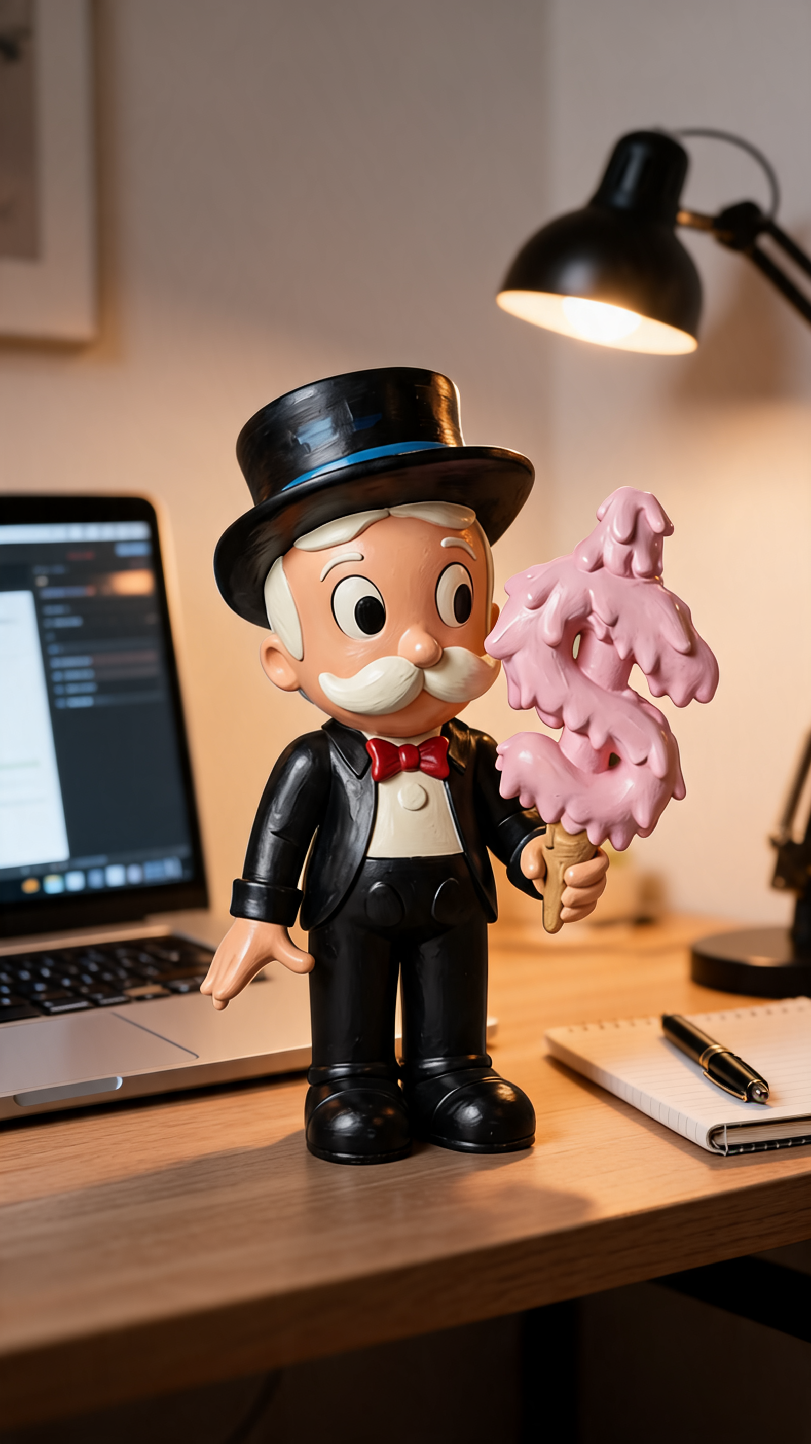 Richie Rich Melting Ice Cream Figure , Cartoon Style Desk Decor, Cute Collector Toy, Pop Art Home Office Statue