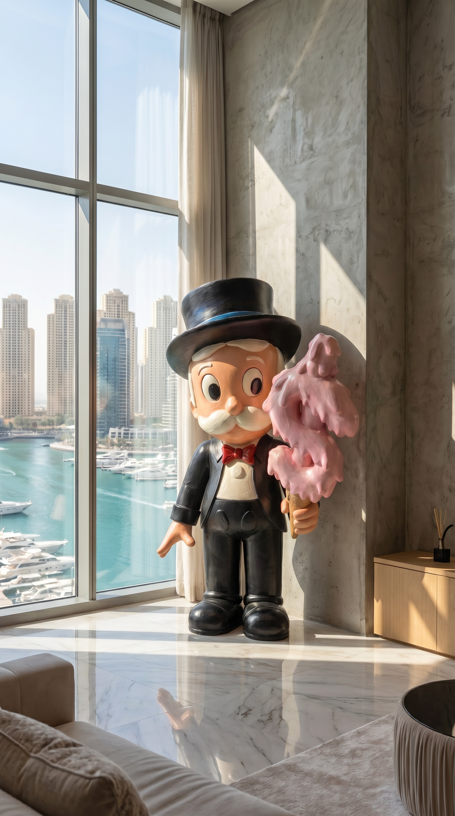 Richie Rich Giant Melting Ice Cream Statue 90 cm, Luxury Pop Art Figure, Modern Home Decor Sculpture, Designer Collector Art